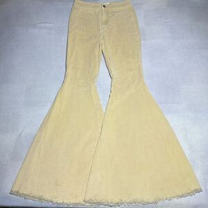 Free People Light Tan Brown Corduroy Wide Bell Bottoms Pants‎ Women's Size 26